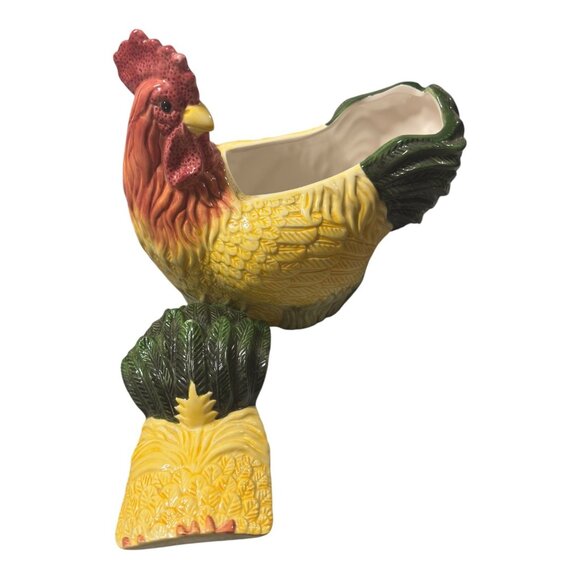 Vintage Ceramic Rooster Cookie Jar Collectible Kitchen Decor 12" L X 10" H Multi - Picture 2 of 12